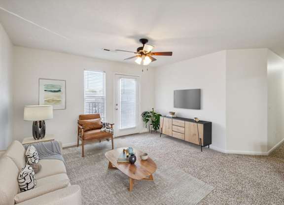 Living Room with Ceiling Fan