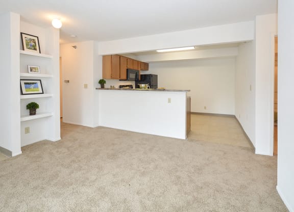 Living Room with Built-In Shelves