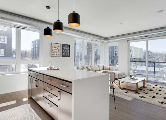 Spacious Living Area With Wood-Style Flooring