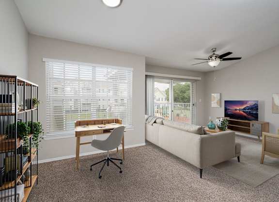 Living Area with Ceiling Fan