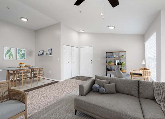 Spacious Living Area with Carpet