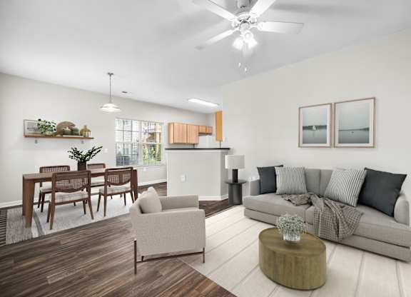 Spacious Living Area With Wood-Style Flooring