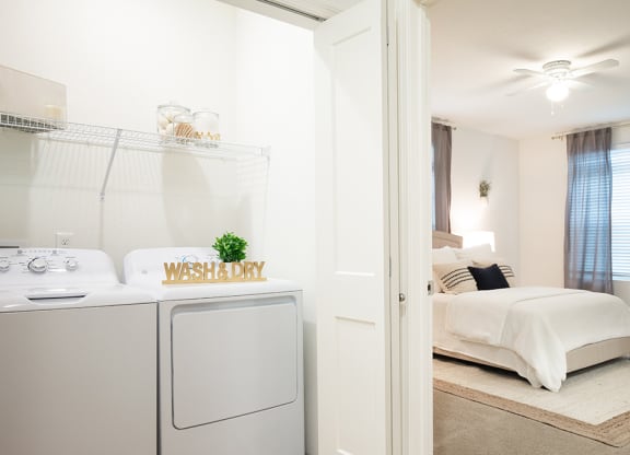Closet with Washer and Dryer and Shelving