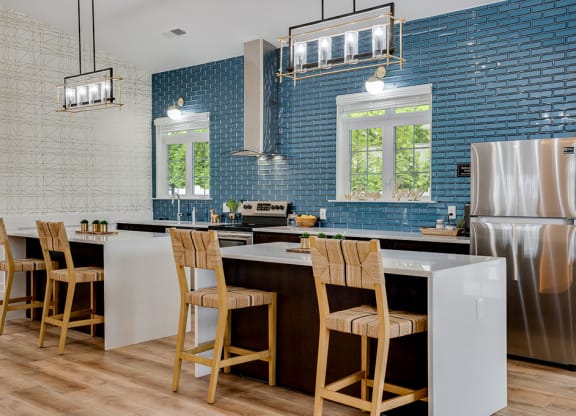 Clubhouse Kitchen with Two Infinity Islands