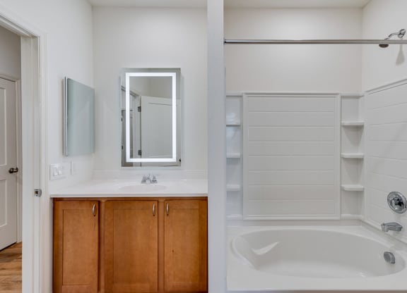 Bathroom with Shower and Large Tub