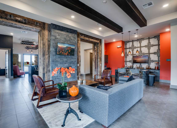 The Meridian at Walnut Creek Lounge with Large Ceiling Beams