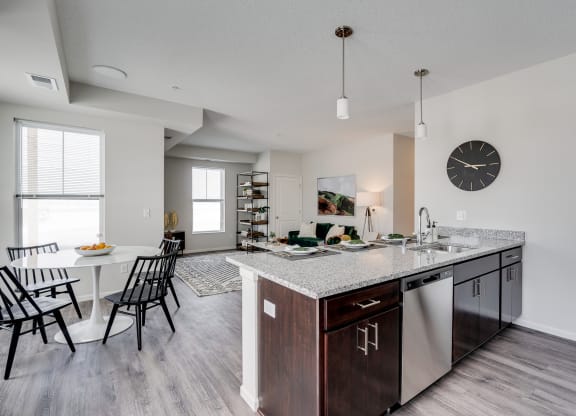 Open Concept Kitchen With Attached Dining Area