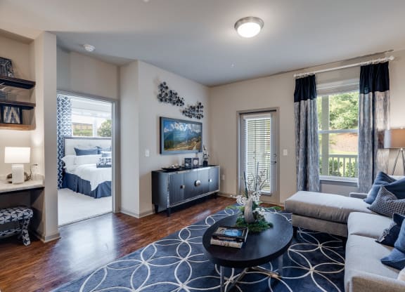 Living Room With Built-In Wall Desk