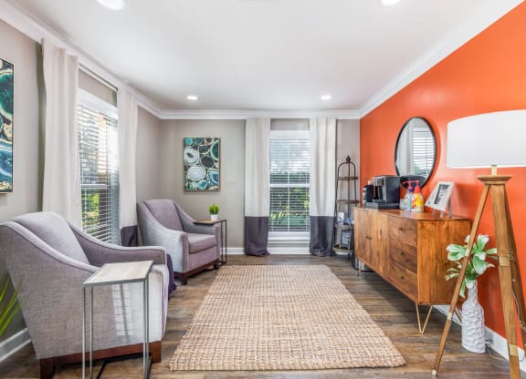Clubhouse Seating Area and Coffee Bar