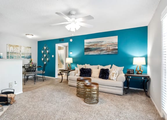 Spacious Living Area with Carpet