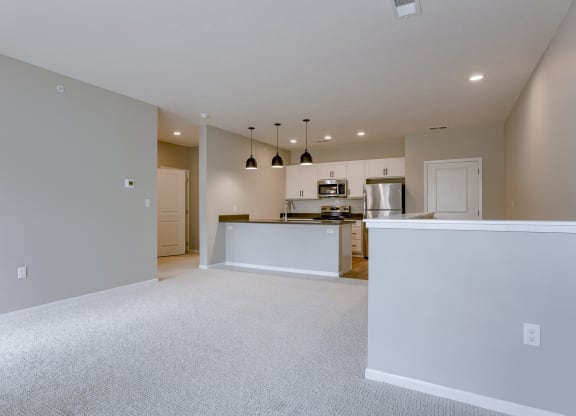 Spacious Living Area with Carpet