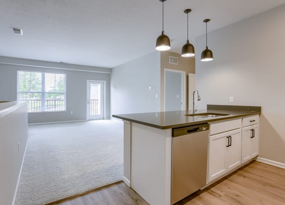Kitchen Island with Overhead Lighting