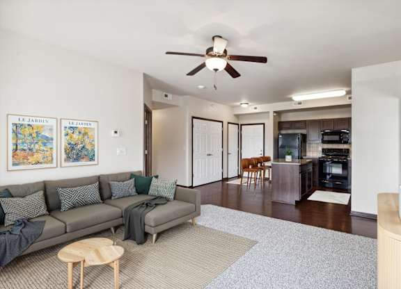 Spacious Living Area With Wood-Style Flooring