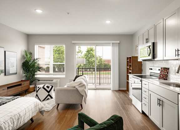 Spacious Living Area With Wood-Style Flooring