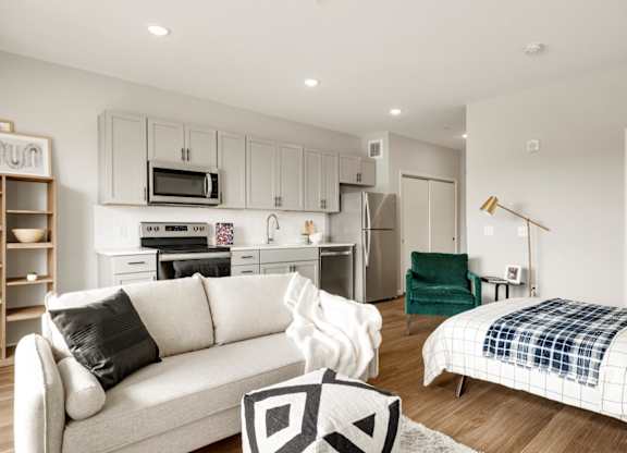Spacious Living Area With Wood-Style Flooring