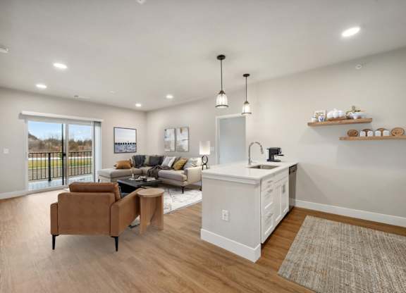 Spacious Living Area With Wood-Style Flooring
