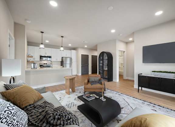 Spacious Living Area With Wood-Style Flooring