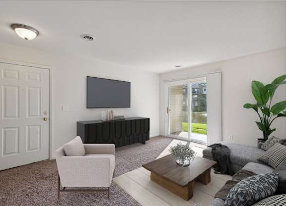 Spacious Living Area with Carpet