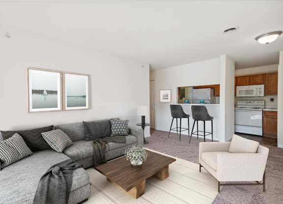 Spacious Living Area with Carpet