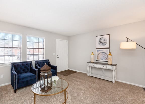 Plush Carpeting in the Living Room with Two Large Windows