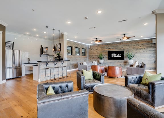 Open Concept Clubhouse Lounge with Kitchen Area
