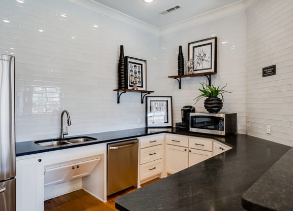 Clubhouse Kitchen Area with Stainless Steel Dishwasher and Sink