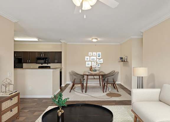 Spacious Living Area With Wood-Style Flooring