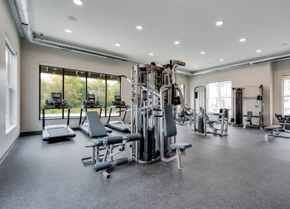 Fully-Equipped Gym with Large Windows