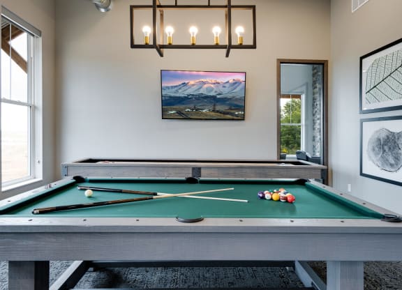 Pool Table with Mounted Flat Screen