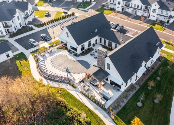 Aerial View Of The Clubhouse, Pool & Sidewalk