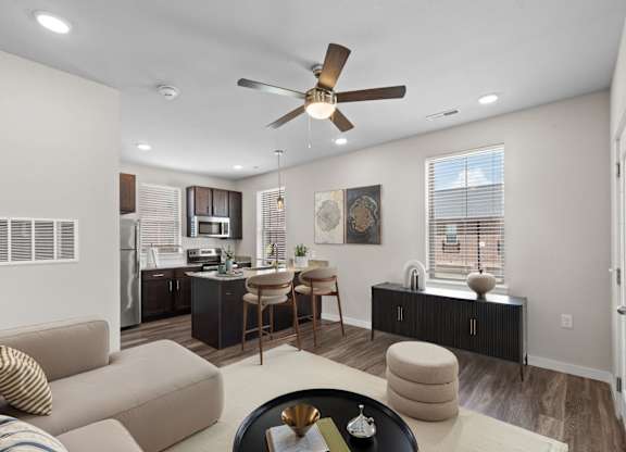 Spacious Living Area With Wood-Style Flooring