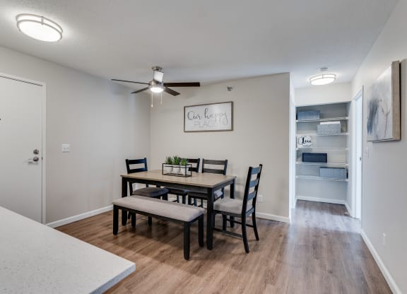 Dining Room Area With Ceiling Fan & Light