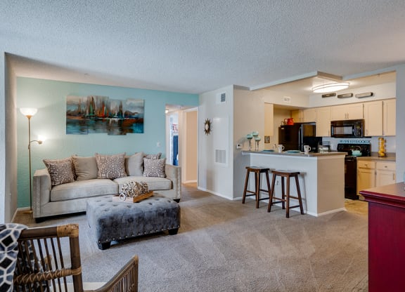 Open Concept Living Room with Kitchen