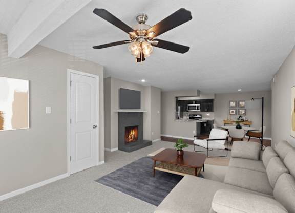 Spacious Living Area with Carpet