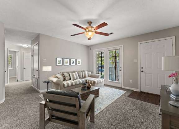 Spacious Living Area with Ceiling Fan
