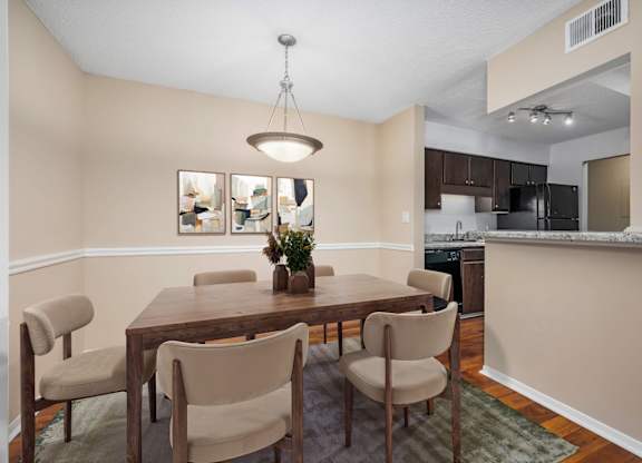 Dining Area with Overhead Lighting