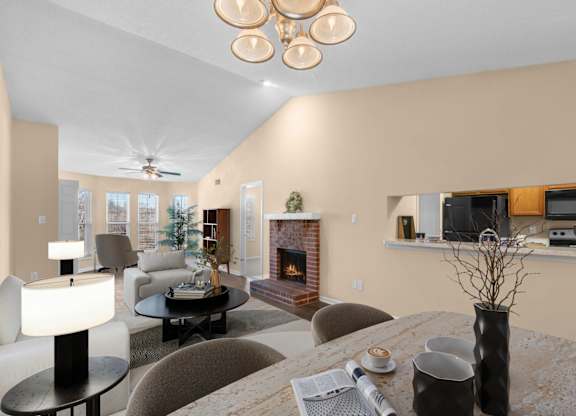 Living Room with High Ceilings