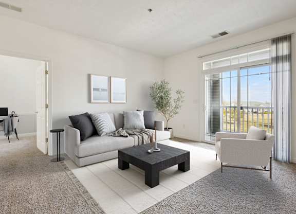 Living Room with Plush Carpeting