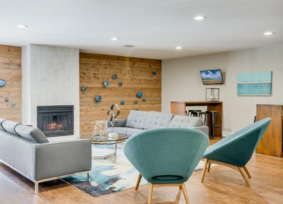 Clubhouse Lounge Area with Fireplace