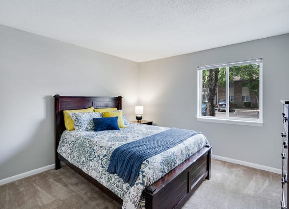 Spacious Bedroom with Double Windows and Plush Carpet