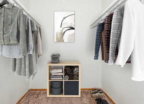 Walk-In Closet With Built-In Shelving