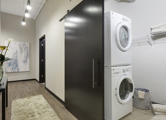 Washer and Dryer with Built In Shelving