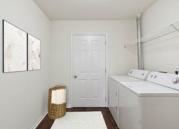 Washer and Dryer with Built In Shelving