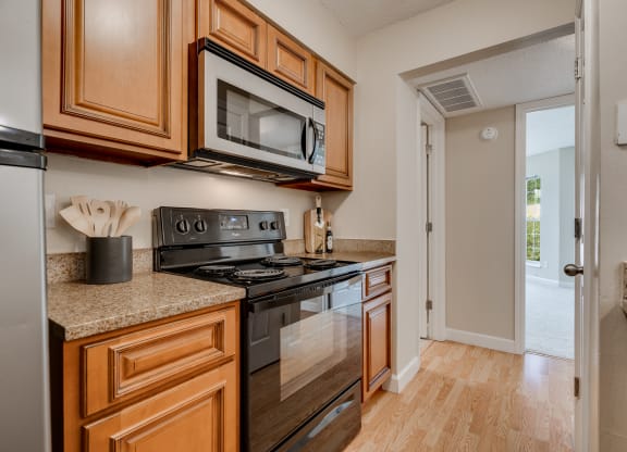 Kitchen With Black & Stainless Appliances