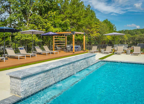 Pool with Waterfall Fountain