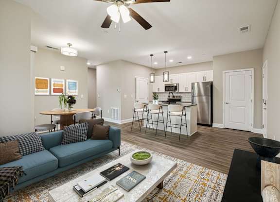 Spacious Living Area With Wood-Style Flooring