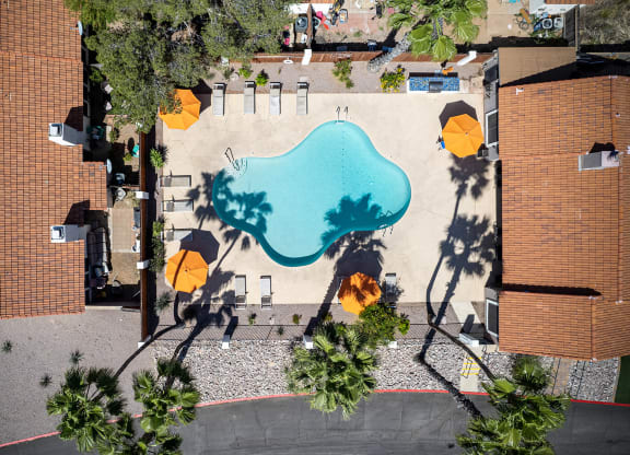 Arerial Pool View at Orange Tree Village Apartments in Tucson AZ