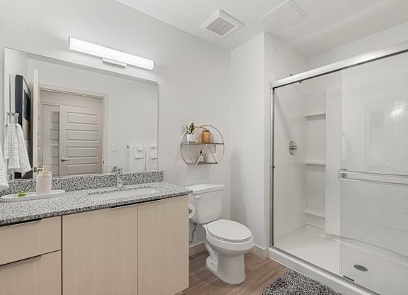 Bathroom in One Bedroom and One Bath at Lucero Apartment Homes in Phoenix Arizona