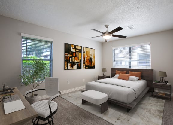 Bedroom at Orange Tree Village Apartments in Tucson Arizona