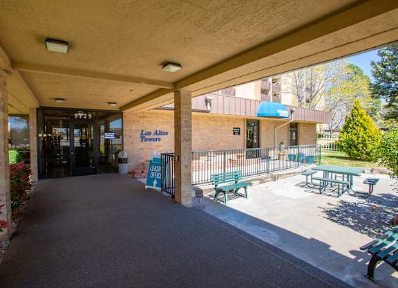 Entrance at Los Altos Towers Apartments in Albuquerque NM